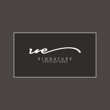 İlk Harf UE Logosu - El yazısı İmza Biçimi Logosu