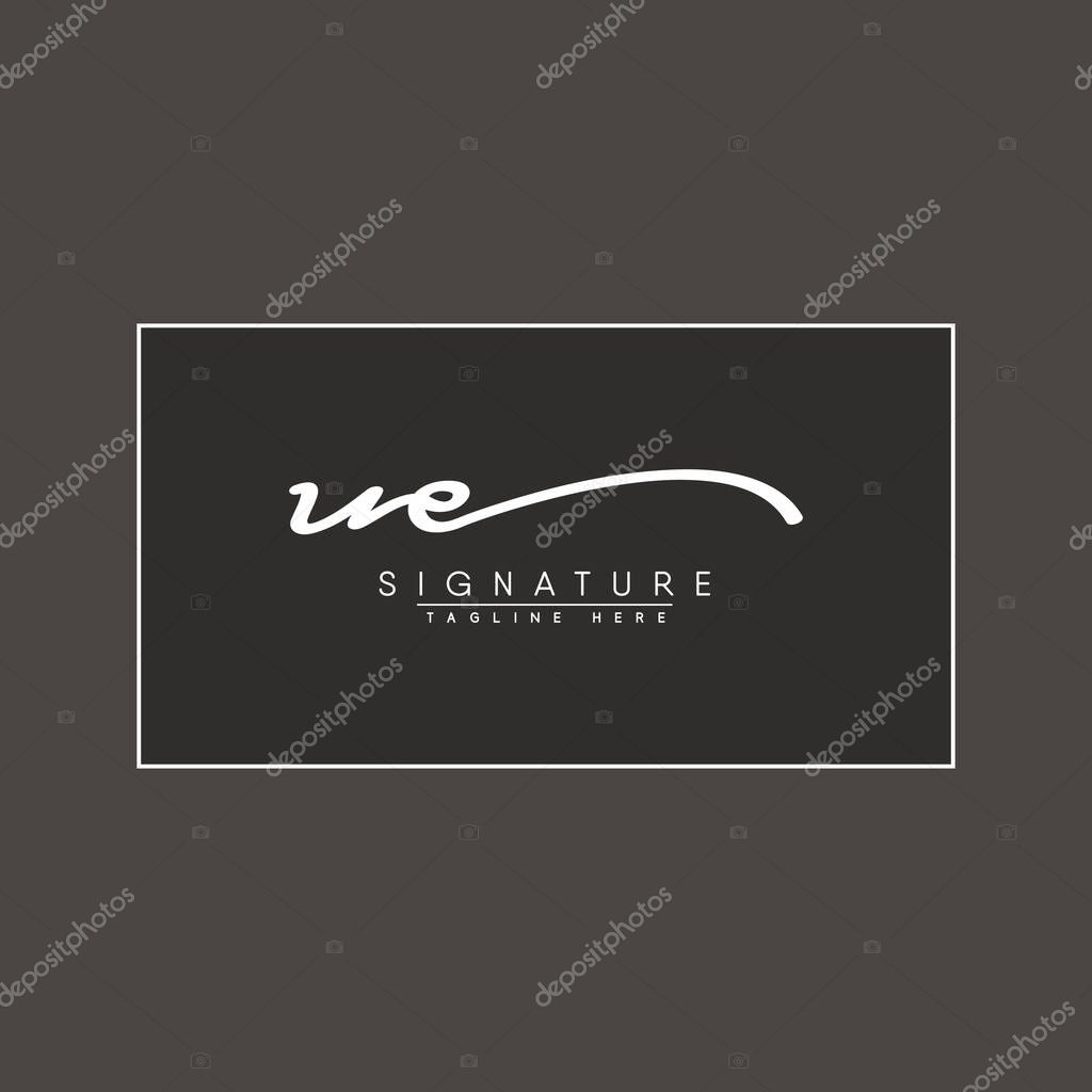 Initial Letter UE Logo - Handwritten Signature Style Logo