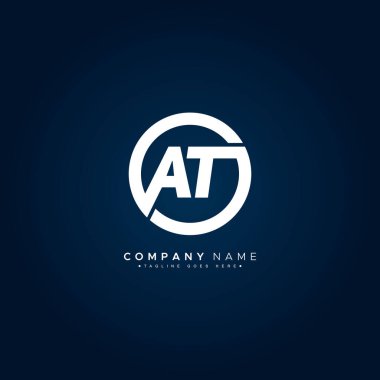 İlk Harf AT Logosu - Alfabe A ve T için Basit İş Logosu