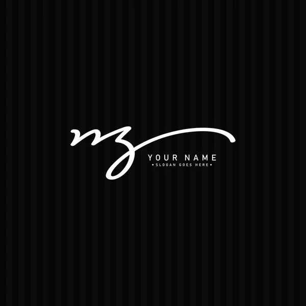 初始字母Nz Logo 手写签名风格Logo — 图库矢量图片