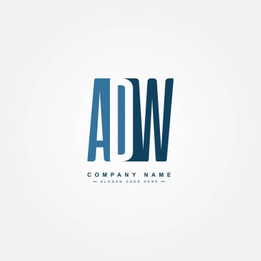İlk Harf ADW Logosu - Alfabe A, D ve W için Basit İş Logosu