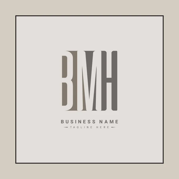 Початкова Літера Bmh Logo Простий Логотип Монограми Початкових — стоковий вектор