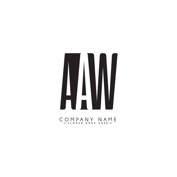 Úvodní Písmeno Aaw Logo Minimální Obchodní Logo Pro Abecedu — Stockový vektor