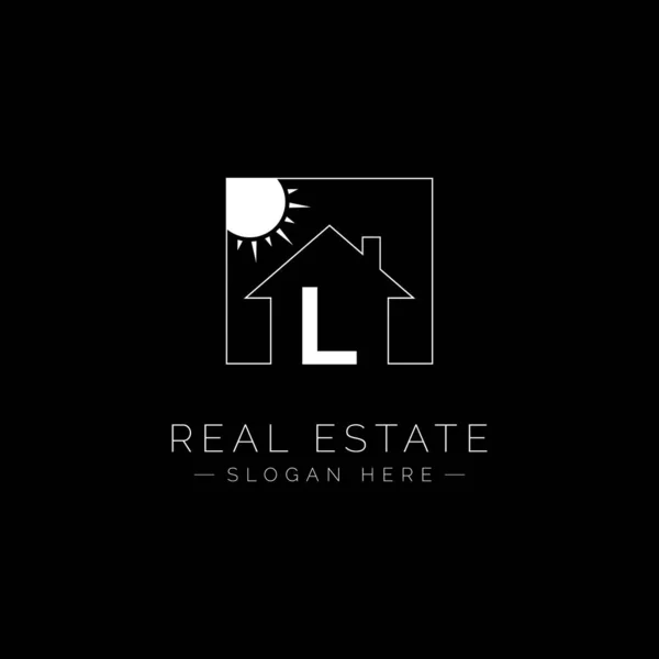 Real Estate Logo Letter Home House Icon Letter Property Business — Vector de stock