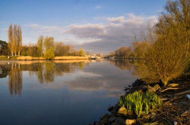 Hollanda şehri Dordrecht yakınlarında güzel bir sabah