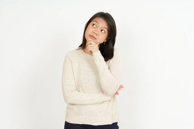 Beyaz arka planda tecrit edilmiş Güzel Asyalı Kadın Hareketi