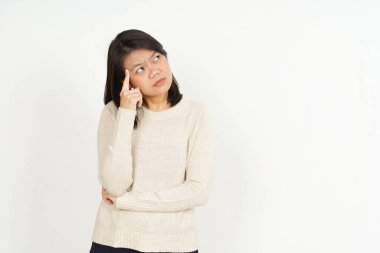 Beyaz arka planda tecrit edilmiş Güzel Asyalı Kadın Hareketi