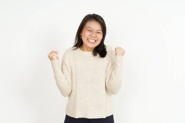 Evet, Beyaz Arkaplanda Tecrit Edilen Güzel Asyalı Kadın Hareketi