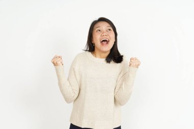 Evet, Beyaz Arkaplanda Tecrit Edilen Güzel Asyalı Kadın Hareketi