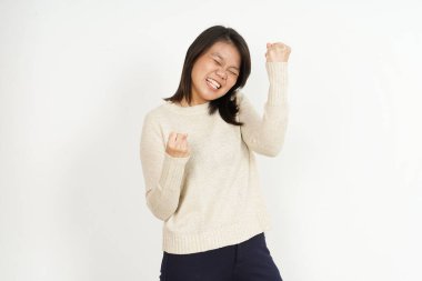 Evet, Beyaz Arkaplanda Tecrit Edilen Güzel Asyalı Kadın Hareketi