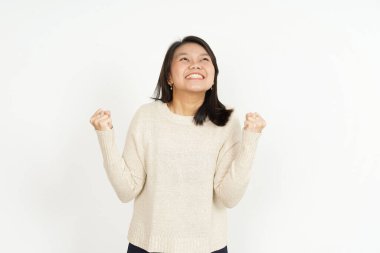 Evet, Beyaz Arkaplanda Tecrit Edilen Güzel Asyalı Kadın Hareketi