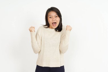 Evet, Beyaz Arkaplanda Tecrit Edilen Güzel Asyalı Kadın Hareketi