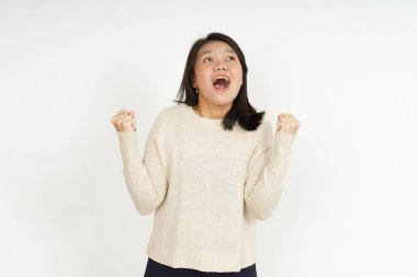 Evet, Beyaz Arkaplanda Tecrit Edilen Güzel Asyalı Kadın Hareketi