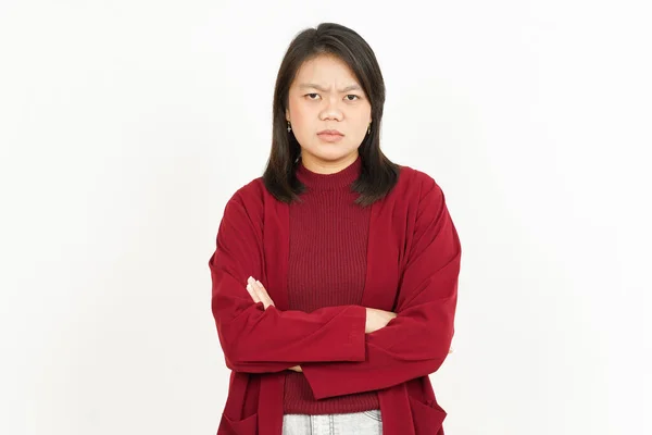 바탕에 셔츠를 아름다운 아시아 여자의 분노의 — 스톡 사진