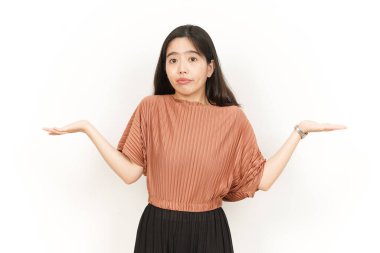 Beyaz arka planda izole edilmiş Güzel Asyalı Kadın 'ın Karmaşık Hareketi