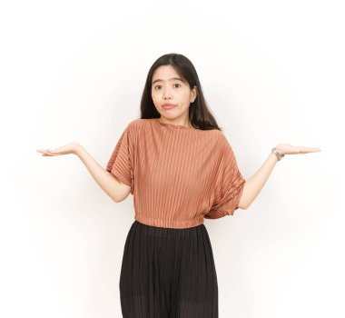 Beyaz arka planda izole edilmiş Güzel Asyalı Kadın 'ın Karmaşık Hareketi