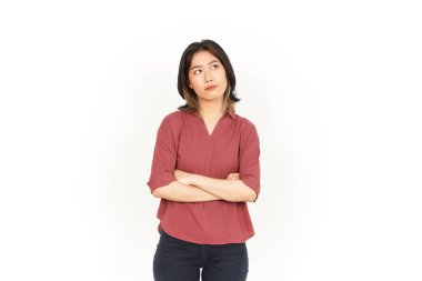 Beyaz arka planda tecrit edilmiş Güzel Asyalı Kadın Hareketi