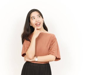 Beyaz arka planda tecrit edilmiş Güzel Asyalı Kadın Hareketi