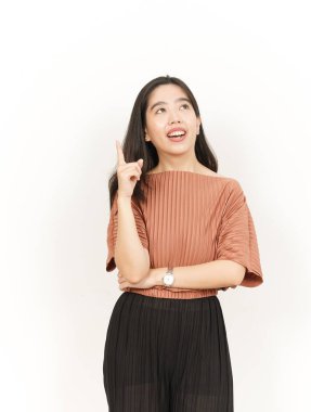 Beyaz arka planda tecrit edilmiş Güzel Asyalı Kadın Hareketi