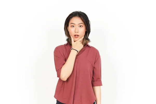 Wow Ansikte Vacker Asiatisk Kvinna Isolerad Vit Bakgrund — Stockfoto