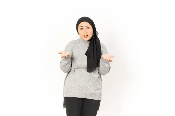 Wow Überrascht Gesichtsausdruck Der Schönen Asiatischen Frau Trägt Hijab Isoliert — Stockfoto