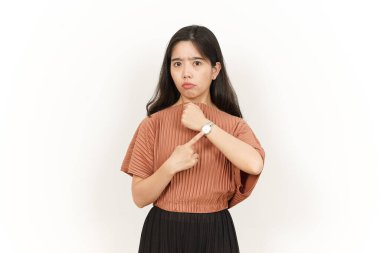 İzlemek için işaret ediyor, geç kaldığın için kızgın.