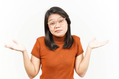 Beyaz arka planda izole edilmiş Güzel Asyalı Kadın 'ın Karmaşık Hareketi