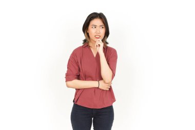 Beyaz arka planda tecrit edilmiş Güzel Asyalı Kadın Hareketi