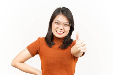 Beyaz arka planda izole edilmiş Güzel Asyalı Kadın Başparmakları