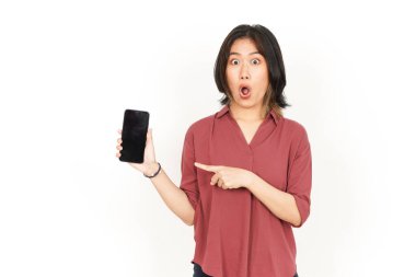 Güzel Asyalı Kadın 'ın Boş Ekrandaki Uygulamaları veya İlanları Gösterme ve Sunma