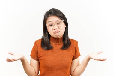 Beyaz arka planda izole edilmiş Güzel Asyalı Kadın 'ın Karmaşık Hareketi