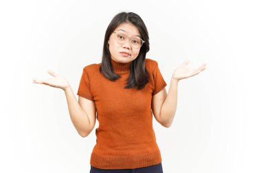 Beyaz arka planda izole edilmiş Güzel Asyalı Kadın 'ın Karmaşık Hareketi