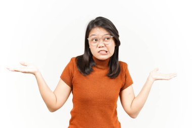 Beyaz arka planda izole edilmiş Güzel Asyalı Kadın 'ın Karmaşık Hareketi