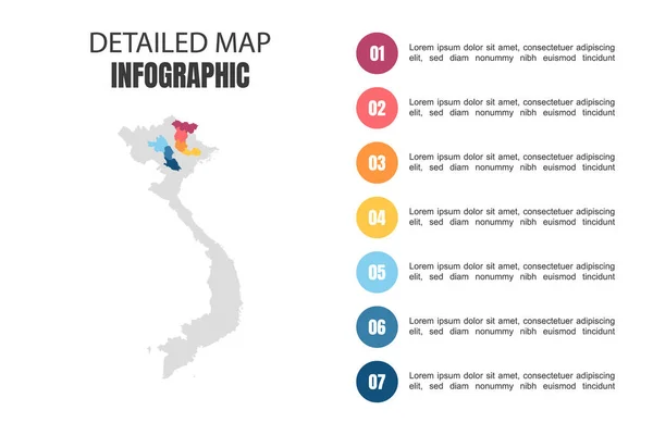 Modern Szczegółowa Mapa Infografika Wietnamu — Wektor stockowy