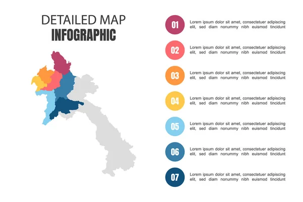 Современная Детальная Карта Лаоса — стоковый вектор