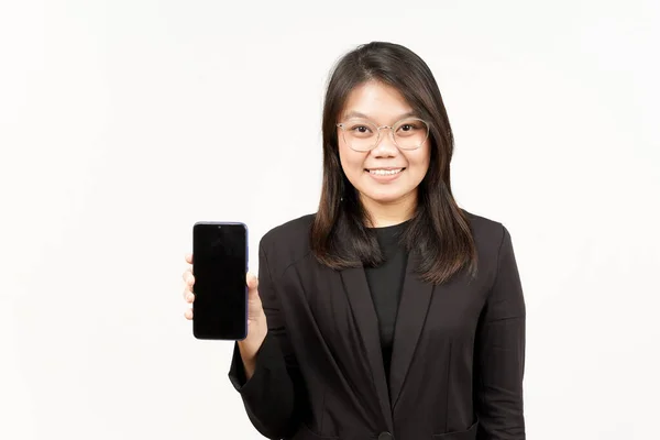아름다운 아시아 여성의 앱이나 광고를 — 스톡 사진