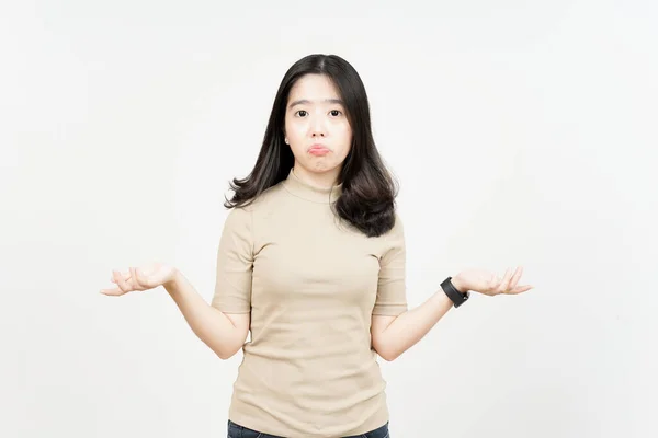 Doubt Confused Don Know Gesture Beautiful Asian Woman Isolated White — Stock Photo, Image