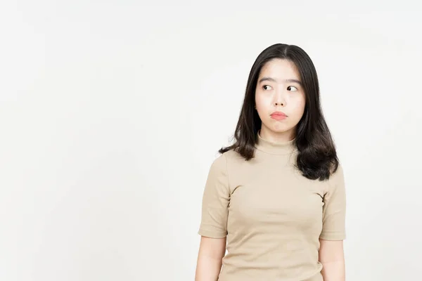 Angry Looking Side Beautiful Asian Woman Isolated White Background — Stock Photo, Image