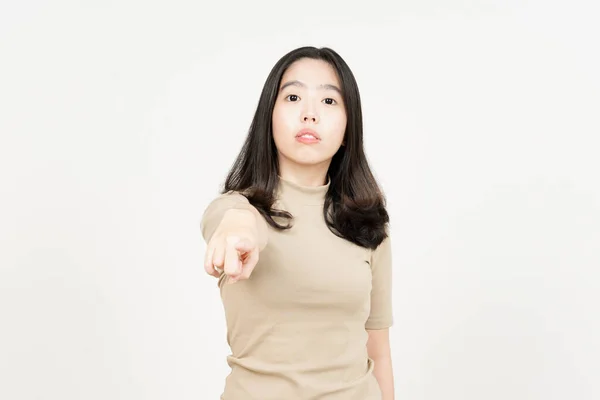 Seni Beyaz Arka Planda Izole Edilmiş Asyalı Güzel Kadının Öfkeli — Stok fotoğraf