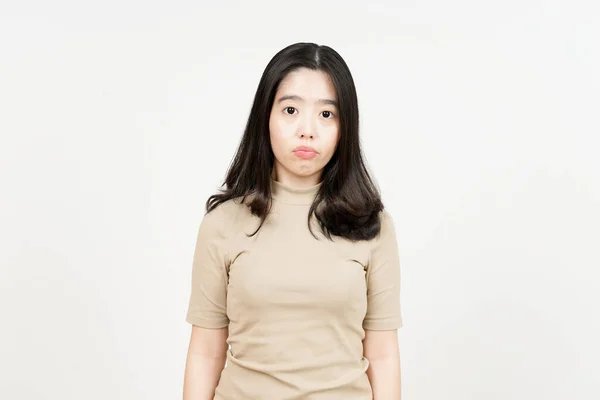 Olhando Para Câmera Com Rosto Sem Expressão Bela Mulher Asiática — Fotografia de Stock