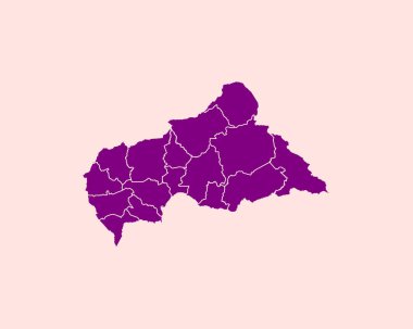 İzole edilmiş arka planda Orta Afrika Cumhuriyeti Yüksek Detaylı Mor Haritası, Vektör İllüstrasyonu EPS 10