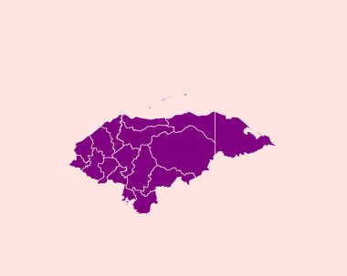 İzole edilmiş arkaplanda Yüksek Detaylı Honduras Mor Haritası, Vektör İllüstrasyonu EPS 10