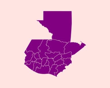 İzole edilmiş arka planda yüksek detaylı Guatemala Mor Haritası, Vektör İllüstrasyonu EPS 10