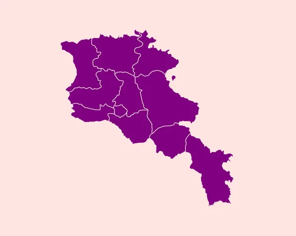 Mapa Roxo Detalhado Armênia Fundo Isolado Ilustração Vetorial Eps — Vetor de Stock