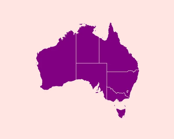 Mapa Púrpura Detallado Australia Sobre Fondo Aislado Vector Illustration Eps — Archivo Imágenes Vectoriales