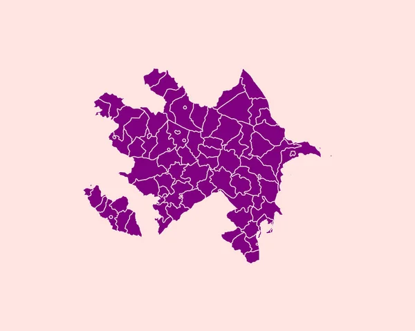 High Detailed Purple Map Azerbaijan Απομονωμένο Φόντο Διανυσματική Απεικόνιση Eps — Διανυσματικό Αρχείο
