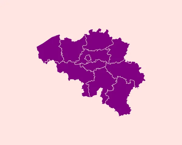 High Detailed Purple Map Belgium Isolated Background Vector Illustration Eps — Stock Vector
