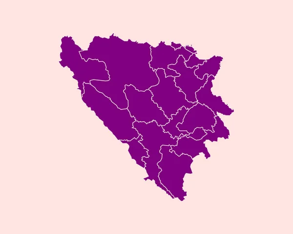 Mappa Viola Alta Dettagliata Della Bosnia Erzegovina Sfondo Isolato Vector — Vettoriale Stock