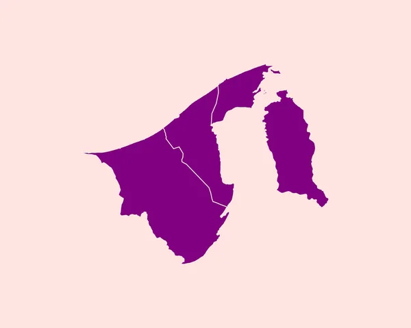 Carte Violette Détaillée Brunei Darussalam Sur Fond Isolé Illustration Vectorielle — Image vectorielle