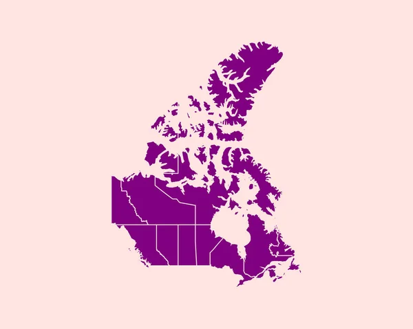 Высокодетализированная Фиолетовая Карта Канады Изолированном Фоне Вектор Движения Eps — стоковый вектор